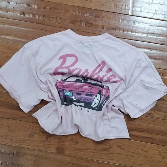 Barbie Let's Roll licensed pink crop t-shirt - Picture 1 of 6